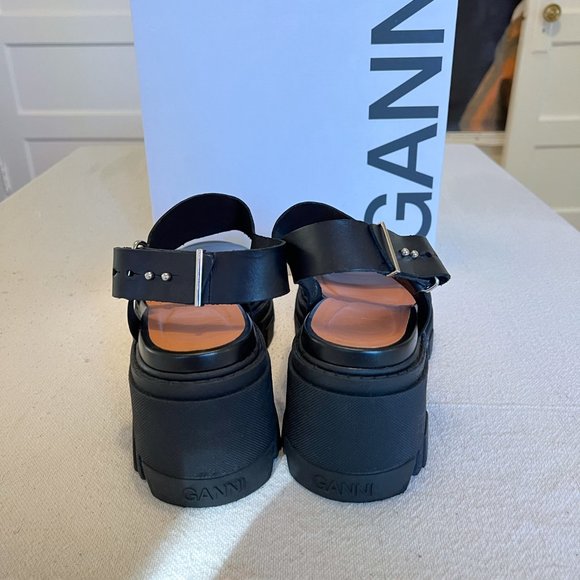 Ganni Cleated High Heel Sandal, Black, Size 9 - Picture 13 of 17